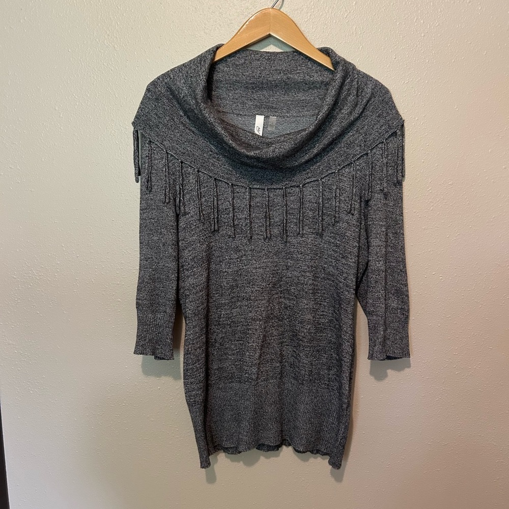 NY Collection Gray Cowl Neck Sweater Relaxed Fit